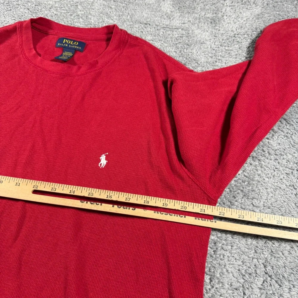 Polo Ralph Lauren Waffle Knit Thermal Shirt Mens XL Red Long Sleeve Pony‎ Logo